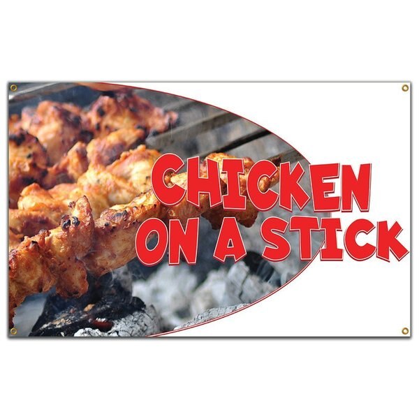 Chicken On A Stick Banner Concession Stand Food Truck Single Sided